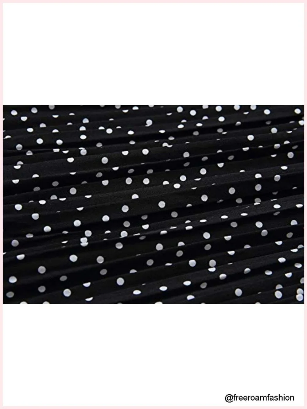High Waist Polka Dot Pleated Maxi Midi Swing Skirt with Pockets